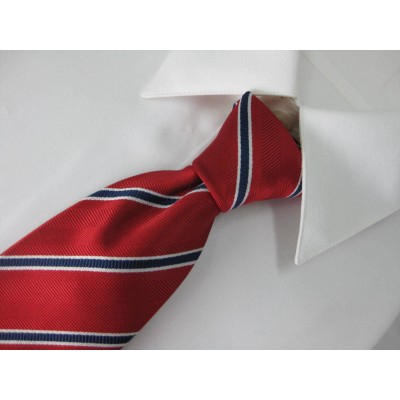 Red Colour Strioe Design Woven Silk Ties